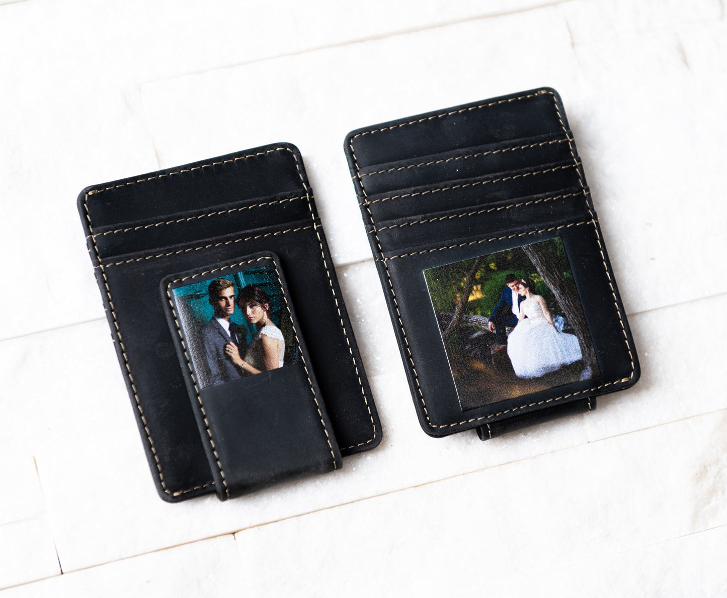 Inked Photo Leather Magnetic Money Clip