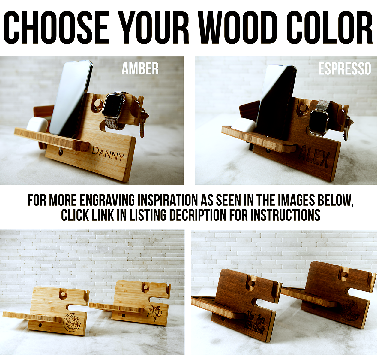 Personalized Wood Desktop Valet