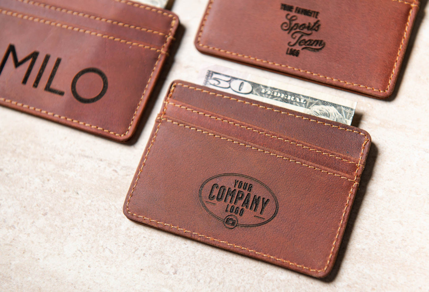 The Boca Personalized Leather Slim Wallet