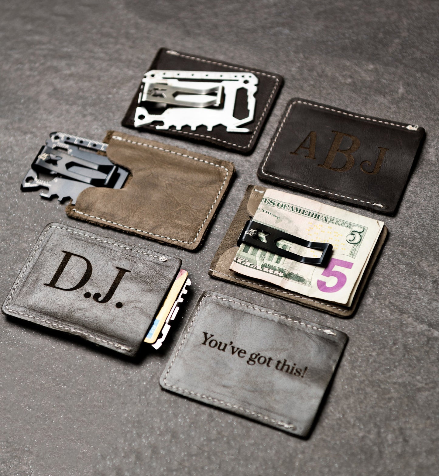 MultiTool Card with Distressed Leather Sleeve