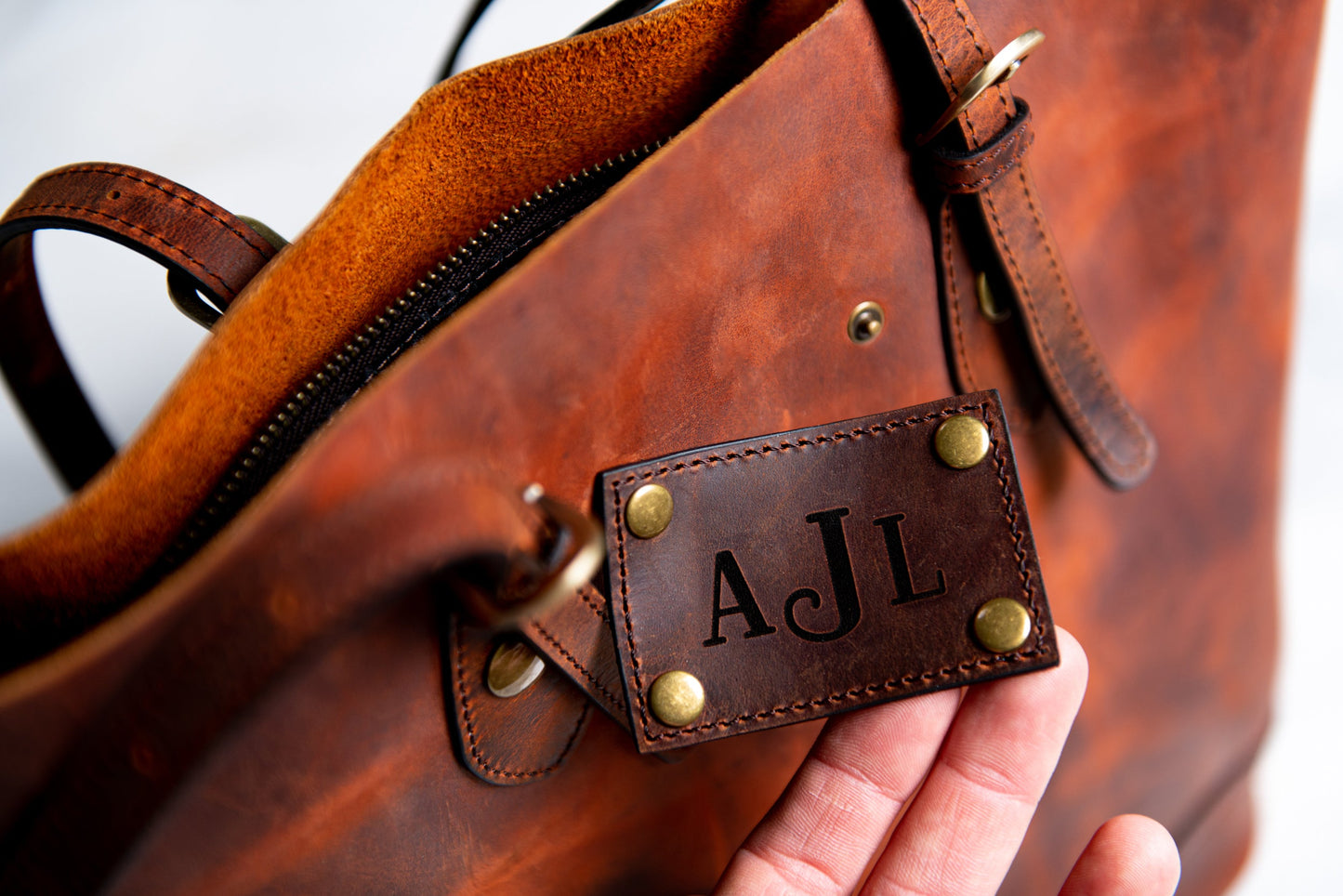 The Destin Personalized Distressed Leather Tote