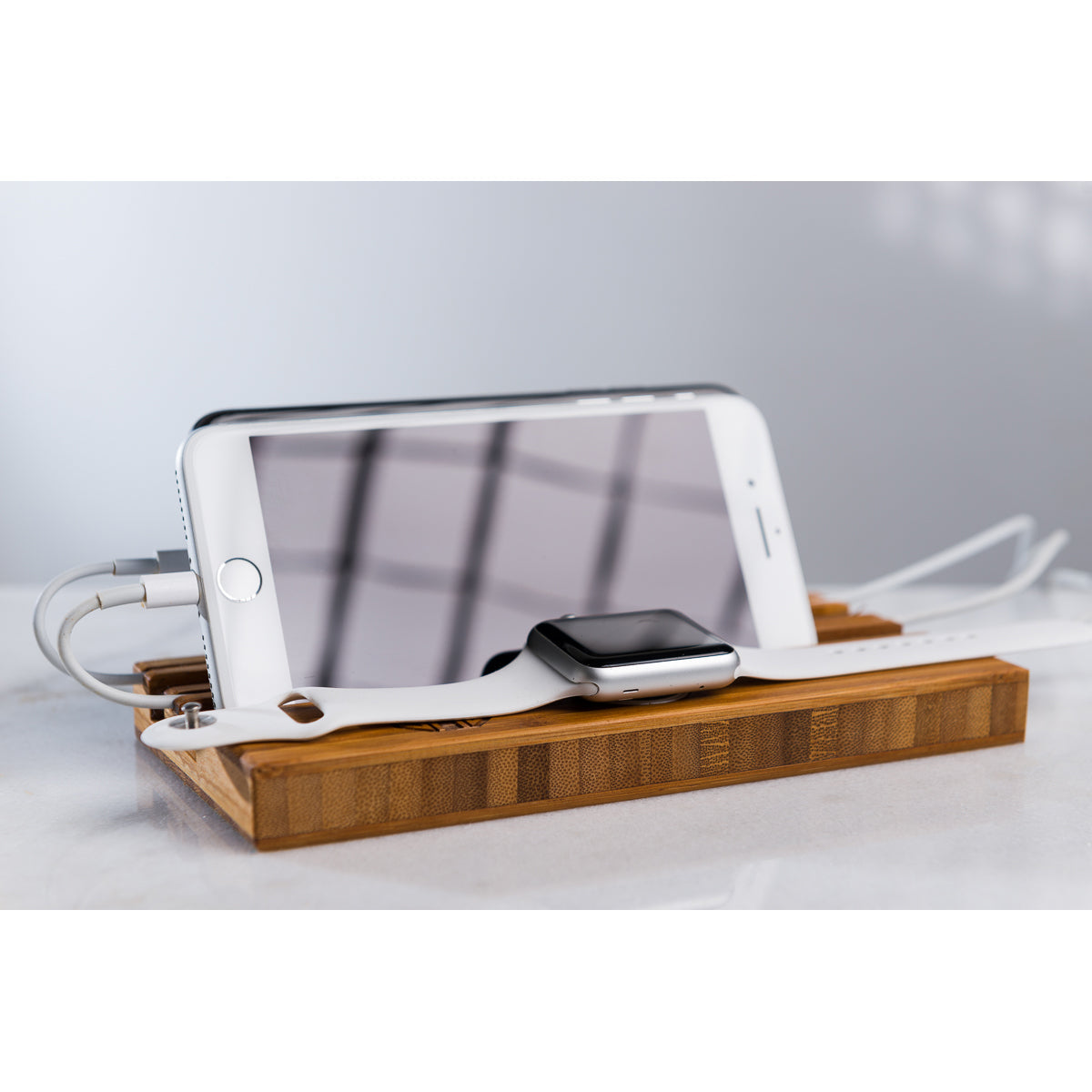 Personalized Double Slot Smart Watch and Phone Charging Dock