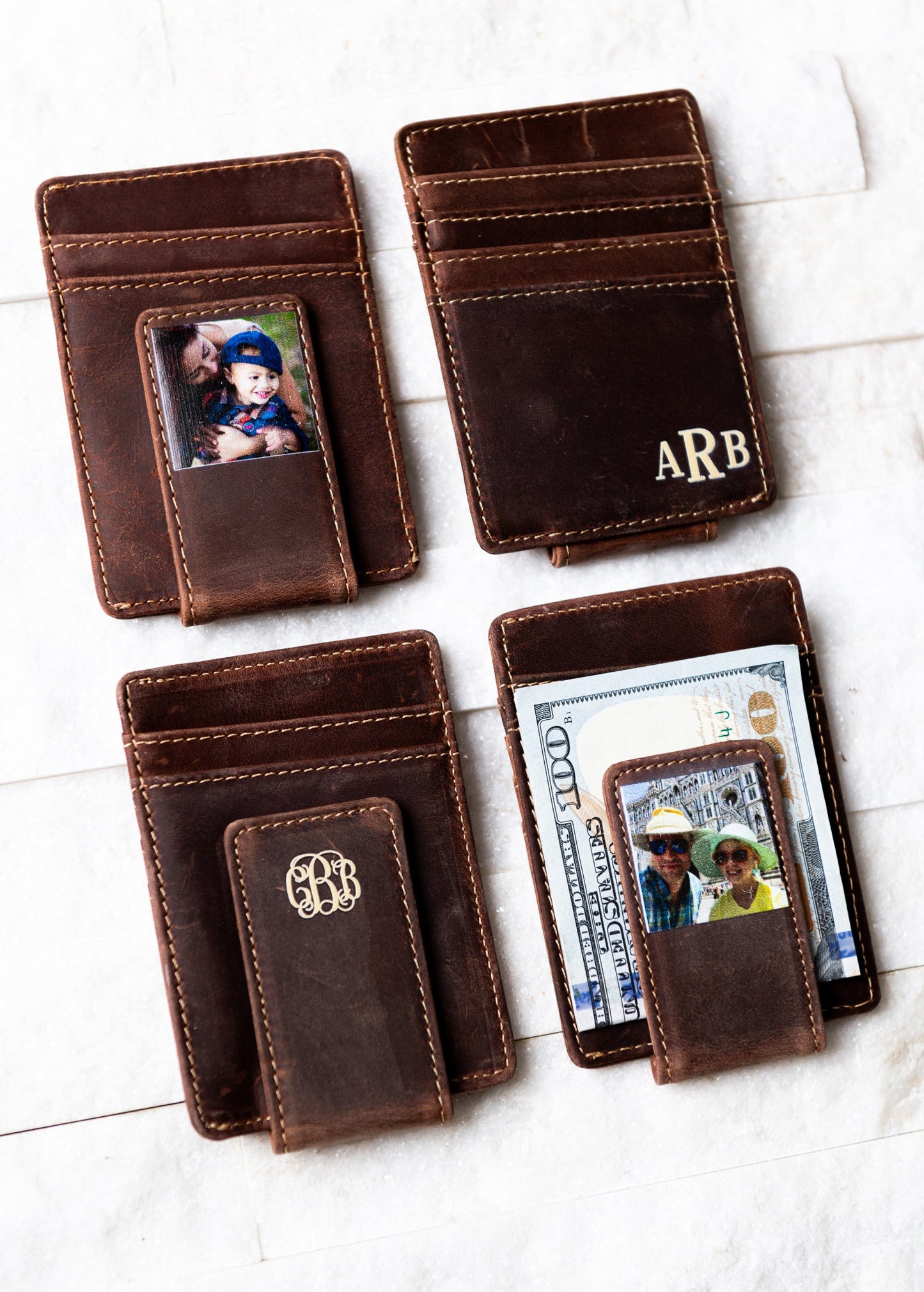 Inked Photo Leather Magnetic Money Clip