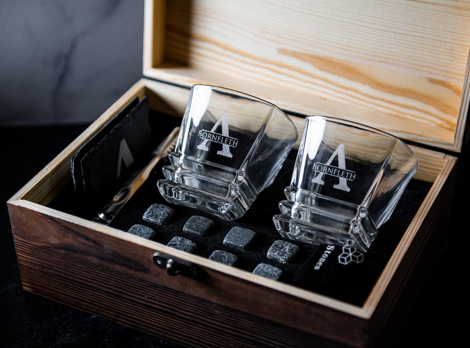 The Connoisseur's ROCKS Whiskey Chilling Stones Gift Set - Reserve Glass  Edition