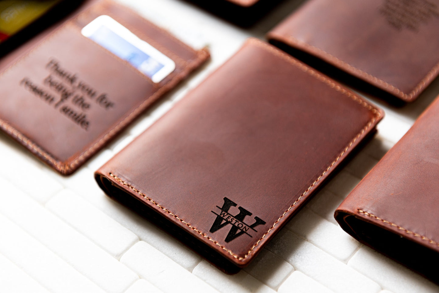 The Sarasota Personalized Leather Slim Bifold Wallet