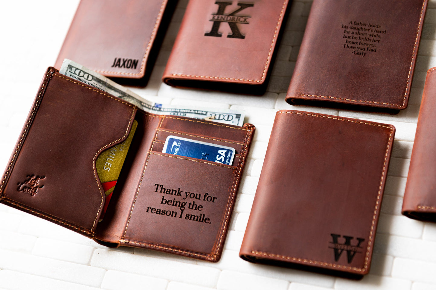 The Sarasota Personalized Leather Slim Bifold Wallet