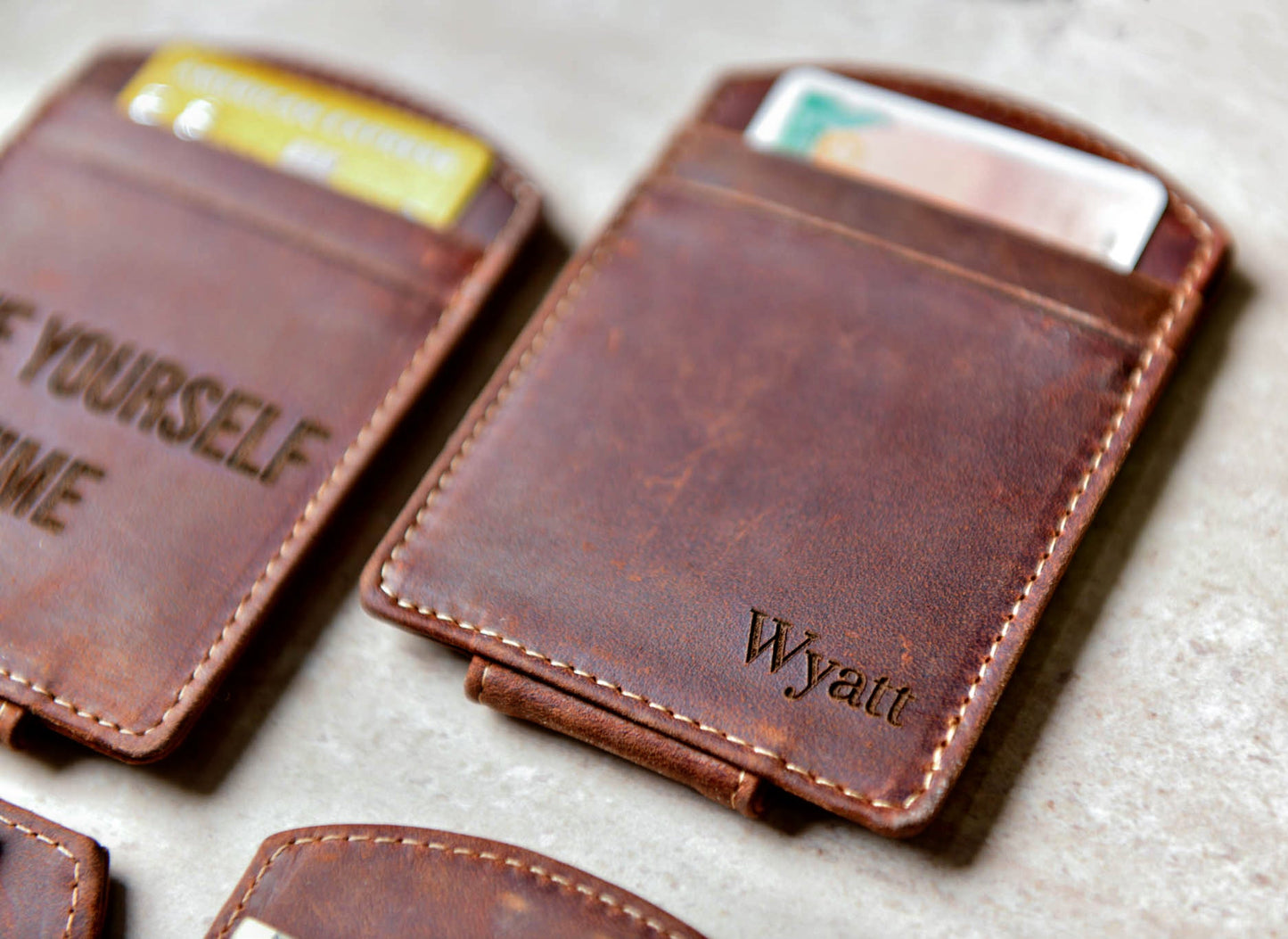 Super Slim Personalized Leather Magnetic Money Clip