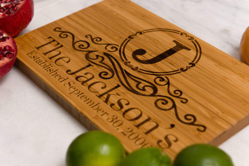 Family Name Monogrammed Bamboo Cutting Board