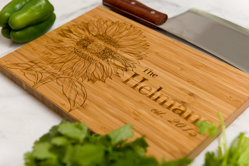 Personalized Sunflower Cutting Board